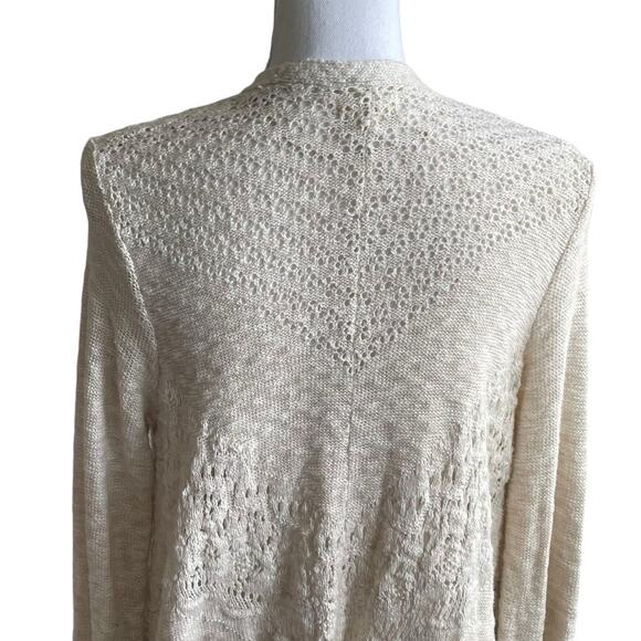Style & Co Women Cardigan Sweater‎ M Oatmeal Open Front Boho Cottage Practical - Picture 8 of 10